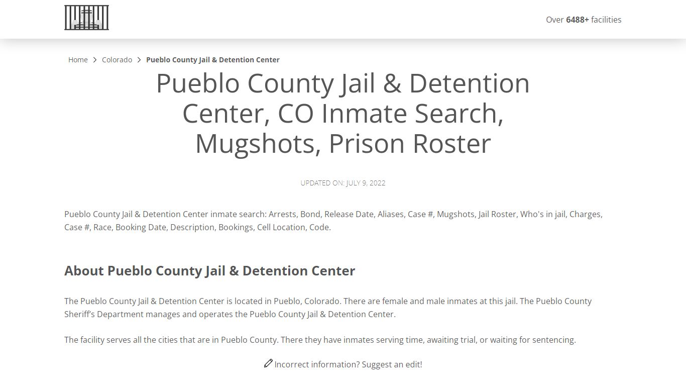 Pueblo County Jail & Detention Center, CO Inmate Search ...